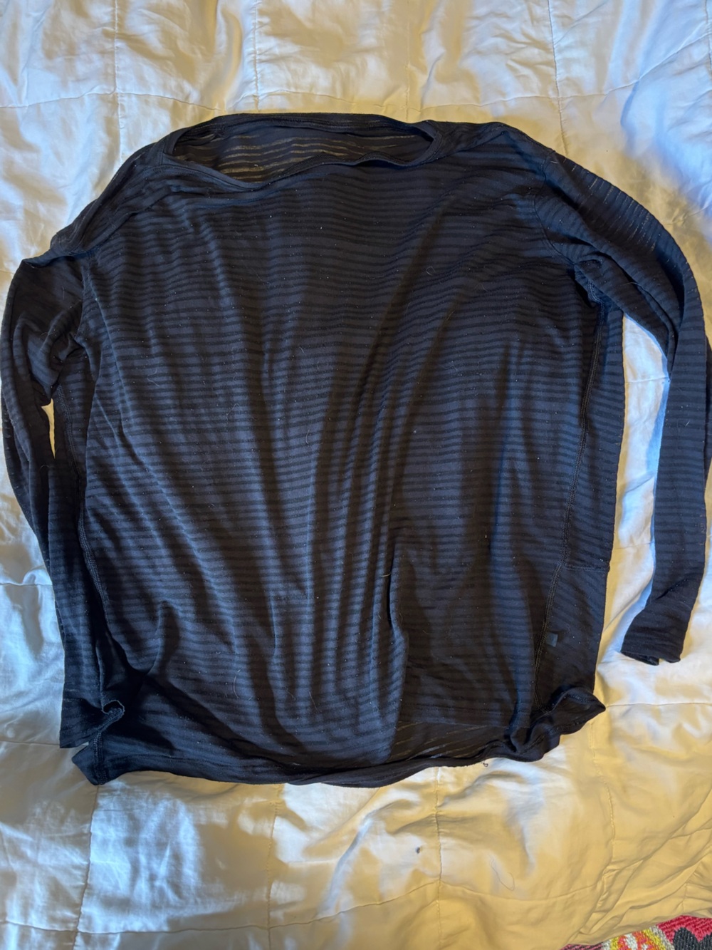 lululemon Back in Action - Black Ribbed Sheer long sleeve shirt - Women